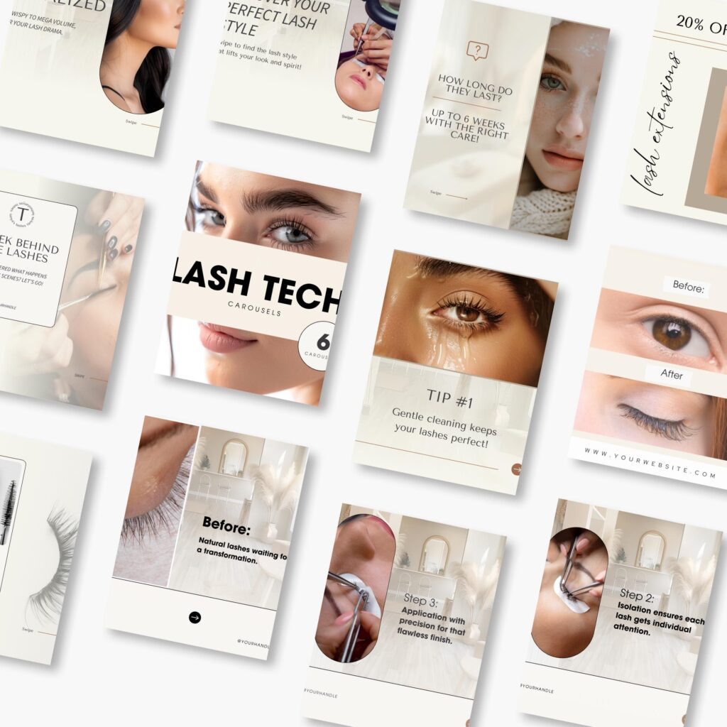 Social Media Instagram Post Skincare Posts Eyelash Extension Posts Editable Canva Content Esthetician Template