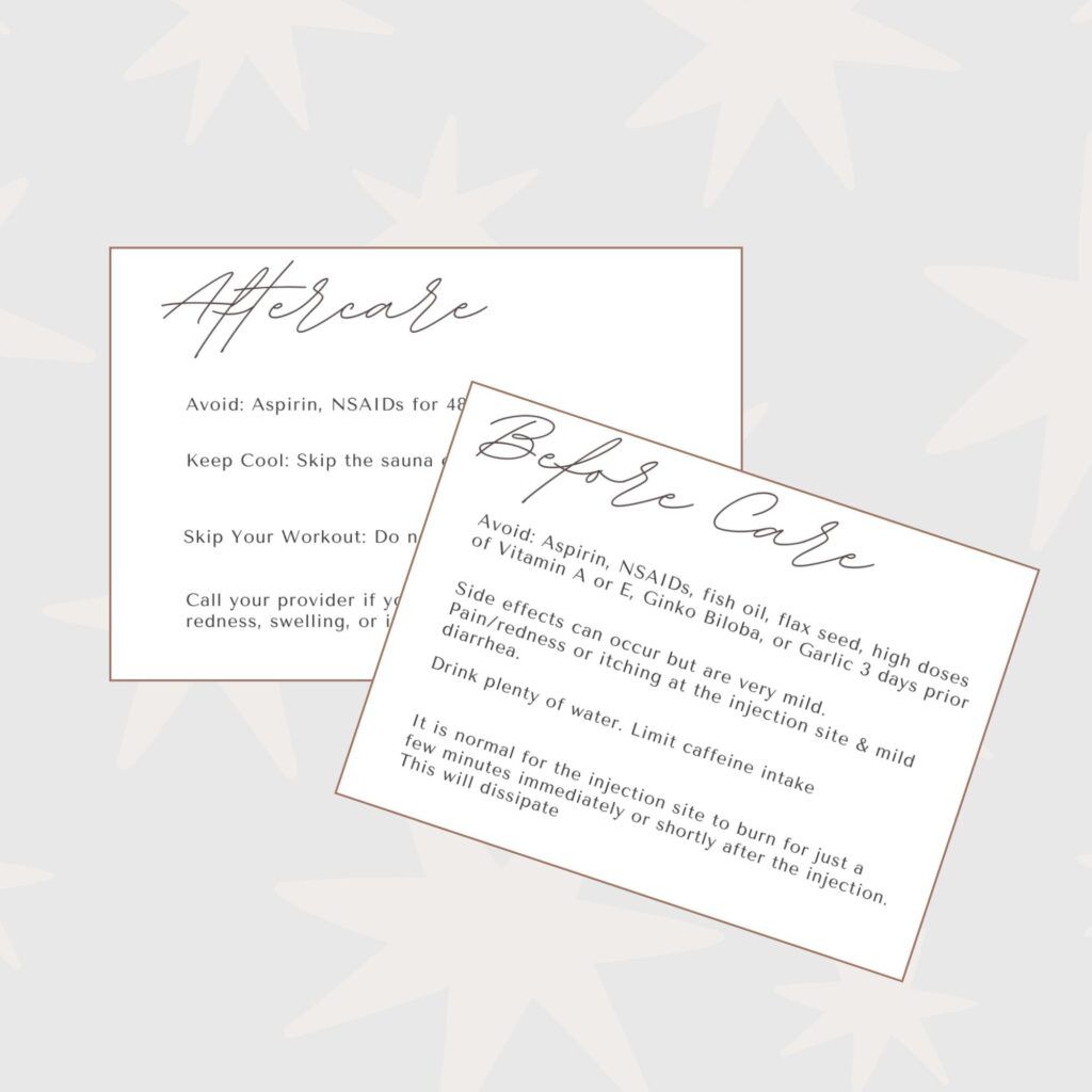 B12 Aftercare Card Templates Vitamin Injection Shot Client Form Template Editable Printable Business Form Client Care Form