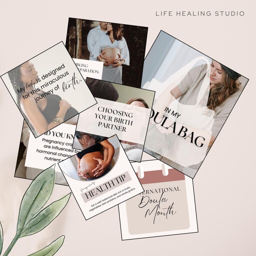 Doula Social Media Planner Editable Instagram Template Midwife Marketing Birth Coach Social Media Posts Canva Editable Template