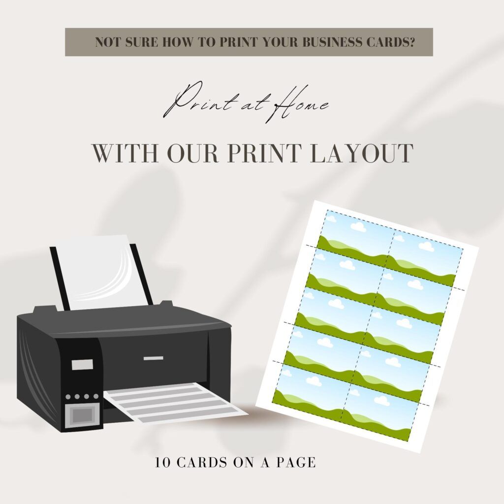 Print & Cut Business Card Home Print Template Print Your Own Business Card Easy Printable Card Custom Print DIY Business Cards