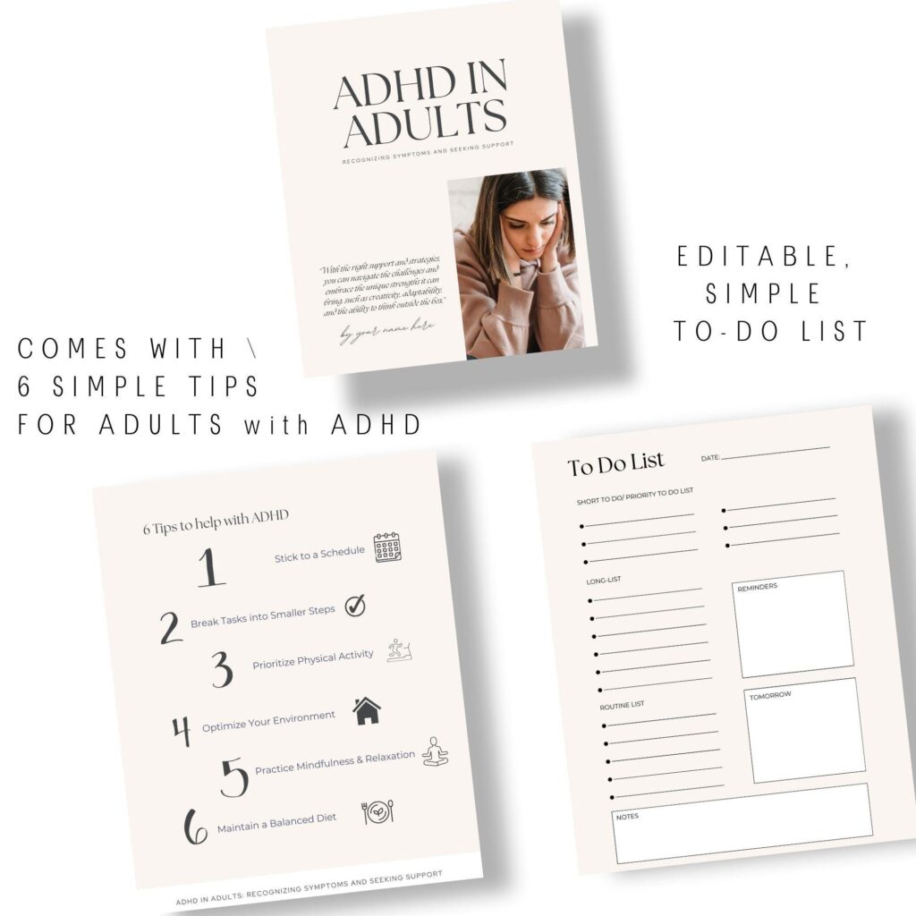 ADHD Digital Planner Template Editable Canva Template Adult ADHD eBook Workbook Productivity Planner To-Do List Template Adult ADHD