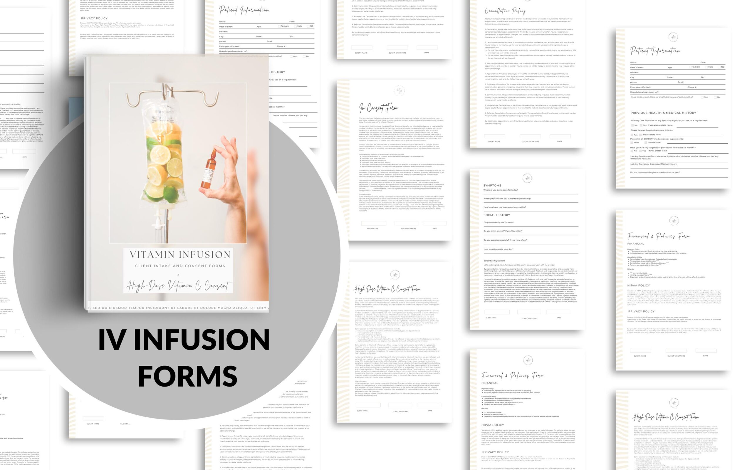 Vitamin Shot Client Intake Form Template Editable Canva Template Vitamin Injection B12 B12 Consent Form Injection Forms